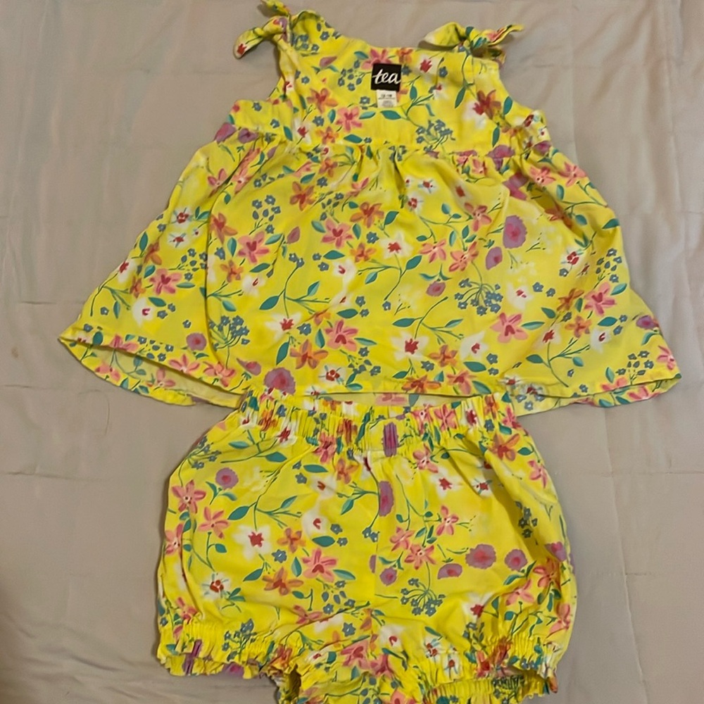 Tea collection yellow floral tank and short set
